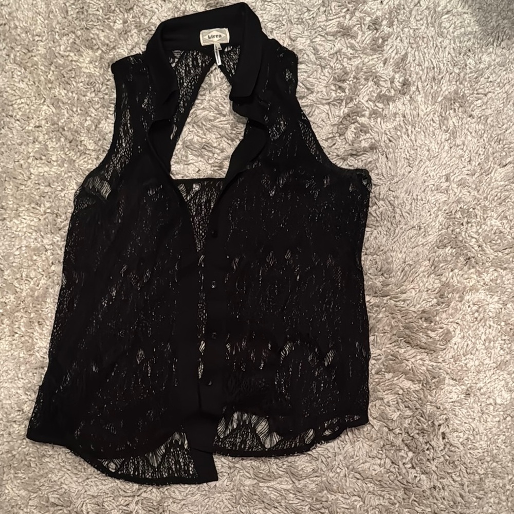 Black Lace Sleeveless Top